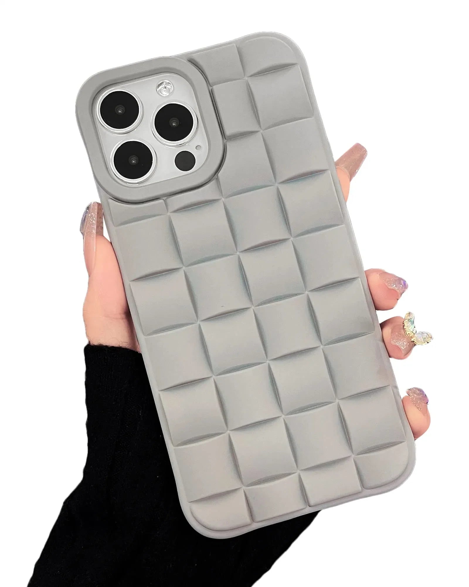 Grey Grid silicone case for Apple iPhone 15 Pro