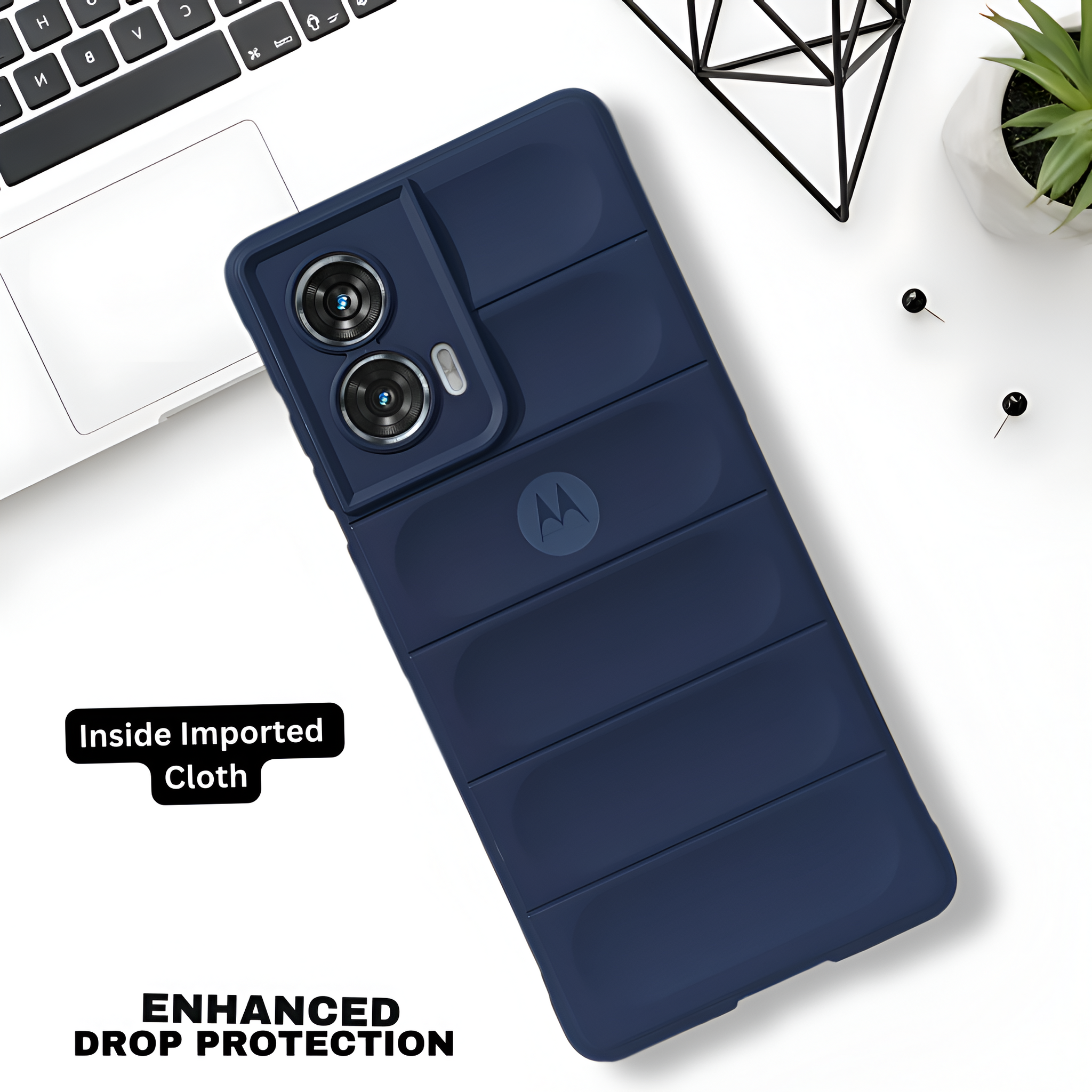 Dark Blue Wave Case for Motorola Edge 50 Fusion
