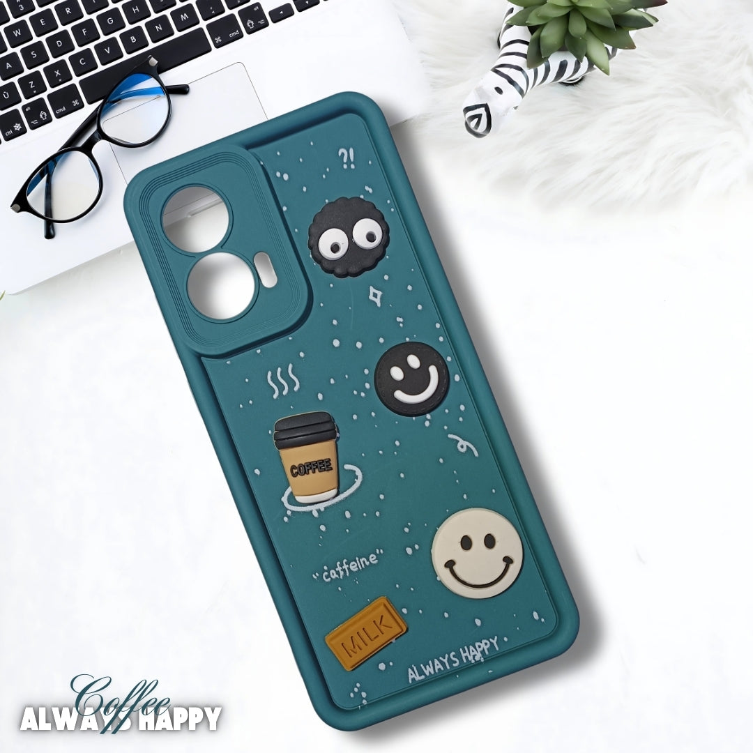 Green COFFEE (ALWAYS HAPPY) Silicone case for Motorola Edge 50 Fusion