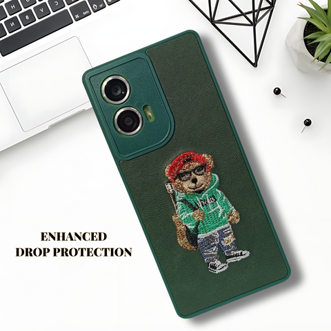 Green leather Guitar Camera Ornamented for Motorola Edge 50 Fusion