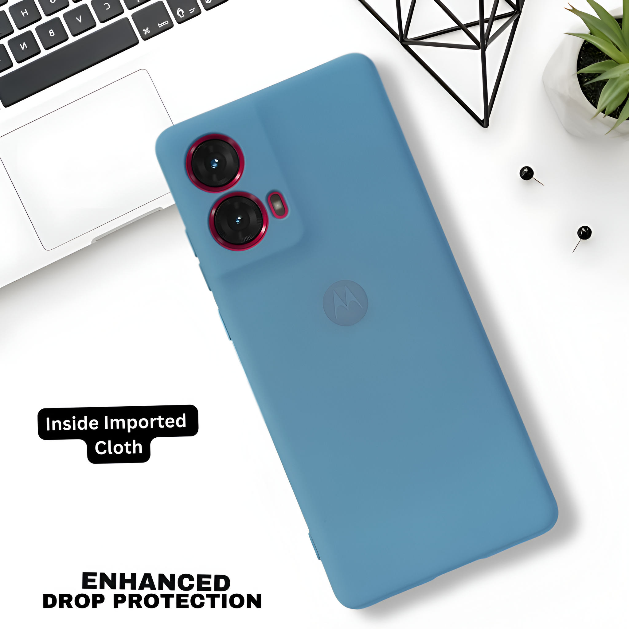 Sky Blue Camera Original Silicone case for Motorola G85