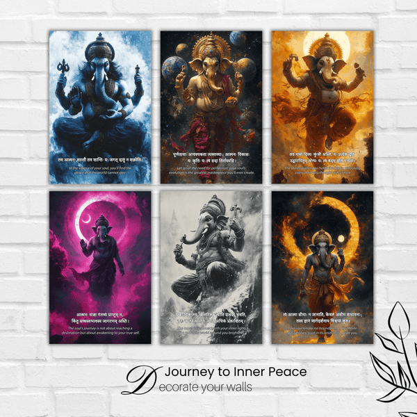 Ganesh Ji Combo Poster ( Set of 6 Posters ) - The Hatke