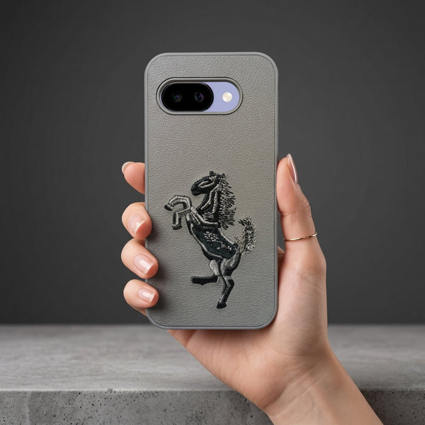 Gey Leather Black grey Horse rider OC Ornamented for Google Pixel 10a - The Hatke