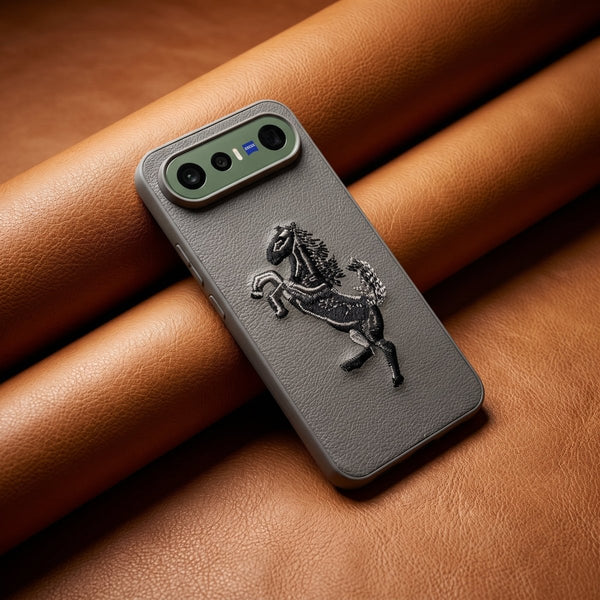 Gey Leather Black grey Horse rider OC Ornamented for Vivo X300 Fe - The Hatke