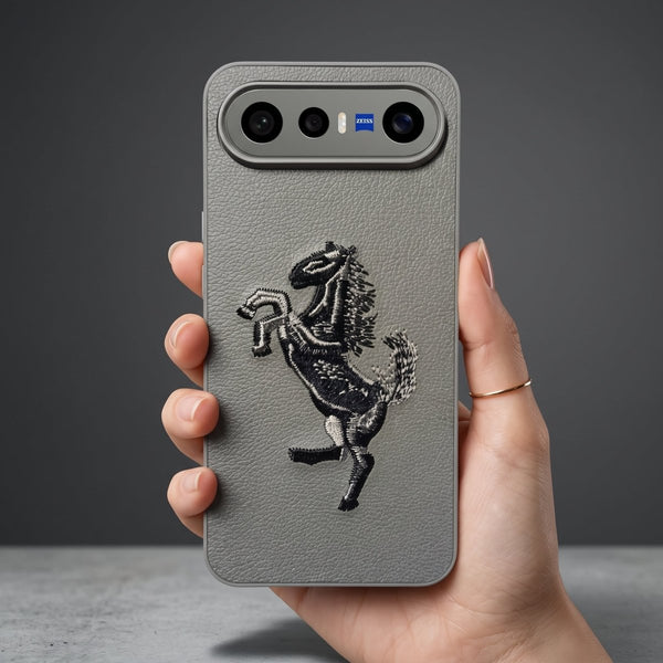 Gey Leather Black grey Horse rider OC Ornamented for Vivo X300 Fe - The Hatke