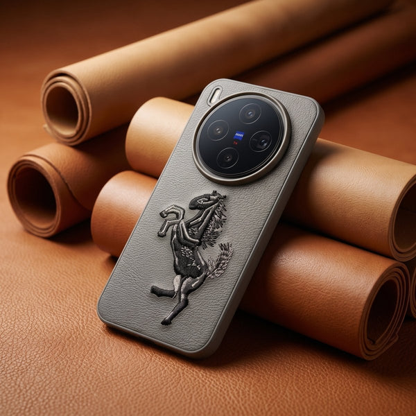 Gey Leather Black grey Horse rider OC Ornamented for Vivo X300 Pro - The Hatke