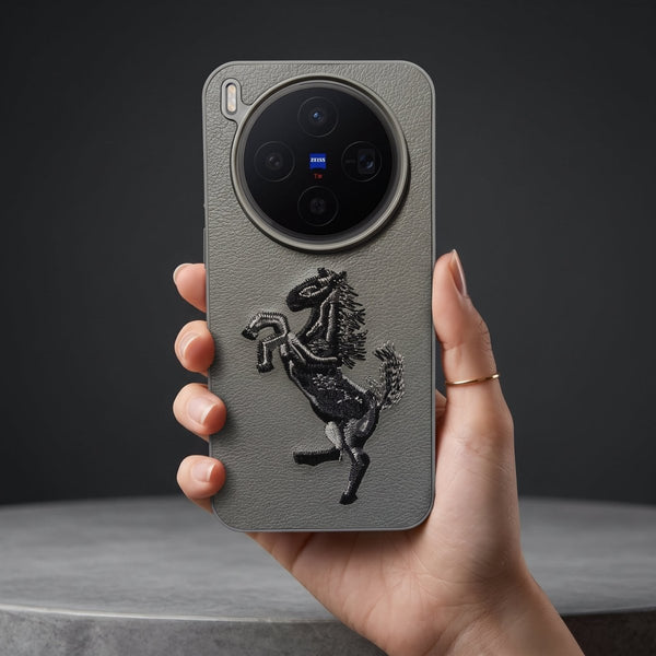 Gey Leather Black grey Horse rider OC Ornamented for Vivo X300 Pro - The Hatke