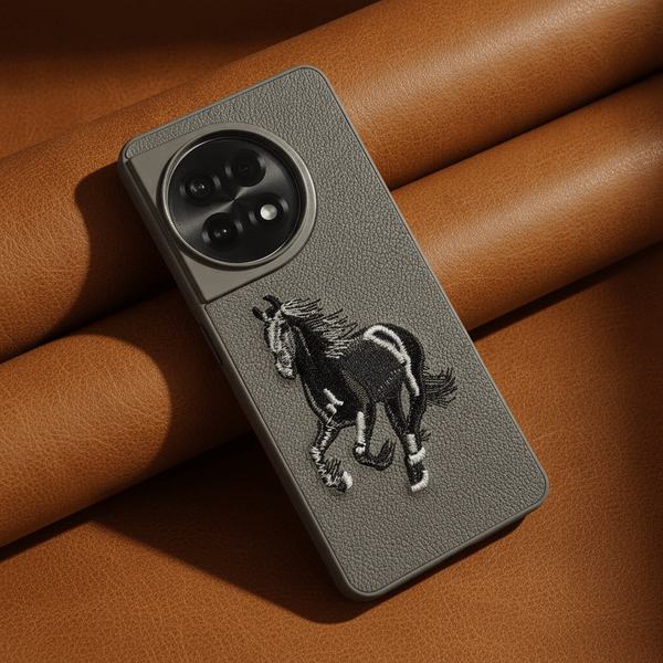 Gey Leather Black White Horse rider OC Ornamented for Oneplus 11r - The Hatke