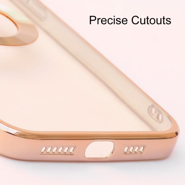 Gold 6D Chrome Logo Cut Transparent Case for Apple iphone 12 Pro Max - The Hatke