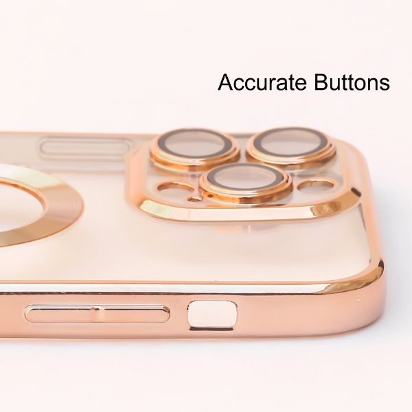 Gold 6D Chrome Logo Cut Transparent Case for Apple iphone 15 Pro - The Hatke