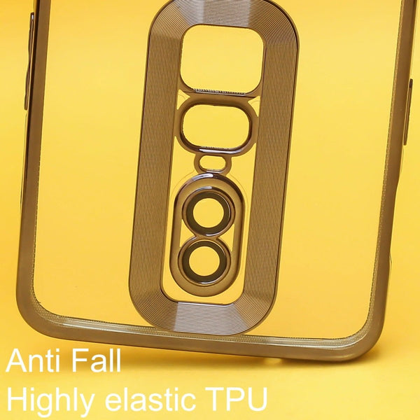 Gold 6D Chrome Logo Cut Transparent Case for Oneplus 6 - The Hatke