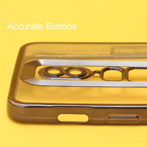 Gold 6D Chrome Logo Cut Transparent Case for Oneplus 6 - The Hatke