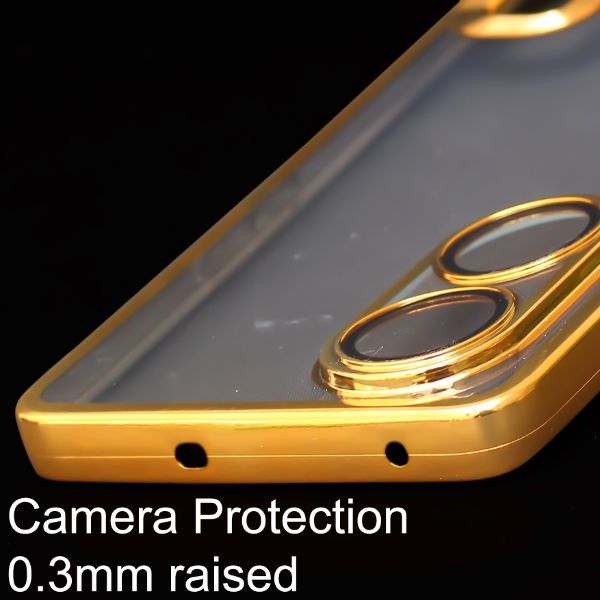 Gold 6D Chrome Logo Cut Transparent Case for Oppo Reno 8T - The Hatke