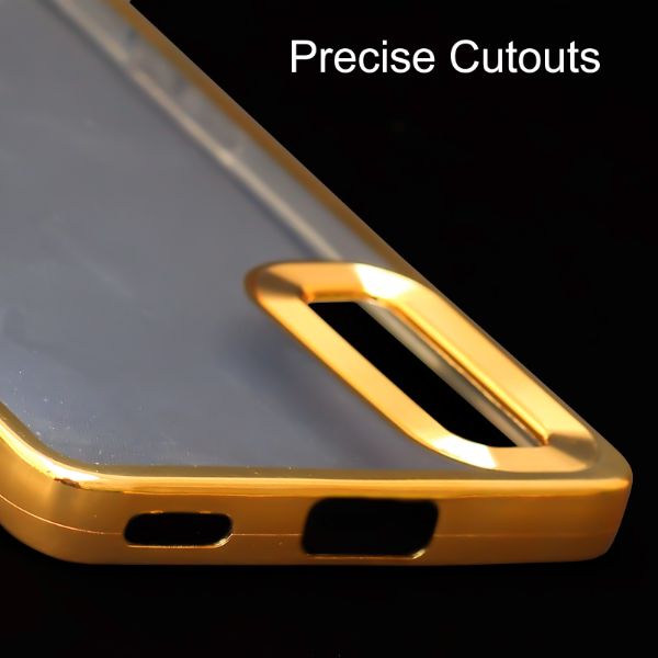 Gold 6D Chrome Logo Cut Transparent Case for Oppo Reno 8T - The Hatke