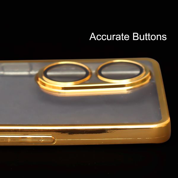 Gold 6D Chrome Logo Cut Transparent Case for Oppo Reno 8T - The Hatke