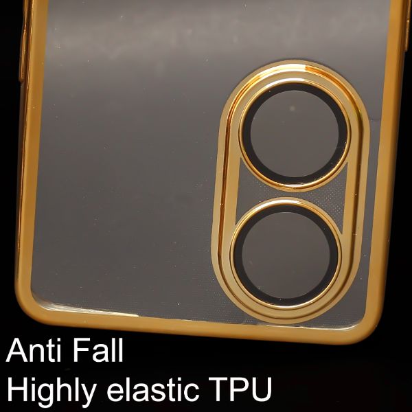 Gold 6D Chrome Logo Cut Transparent Case for Oppo Reno 8T - The Hatke