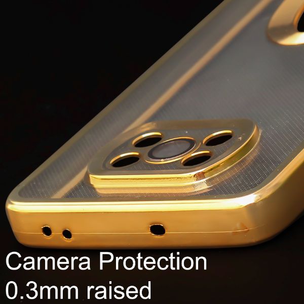 Gold 6D Chrome Logo Cut Transparent Case for Poco X3 - The Hatke