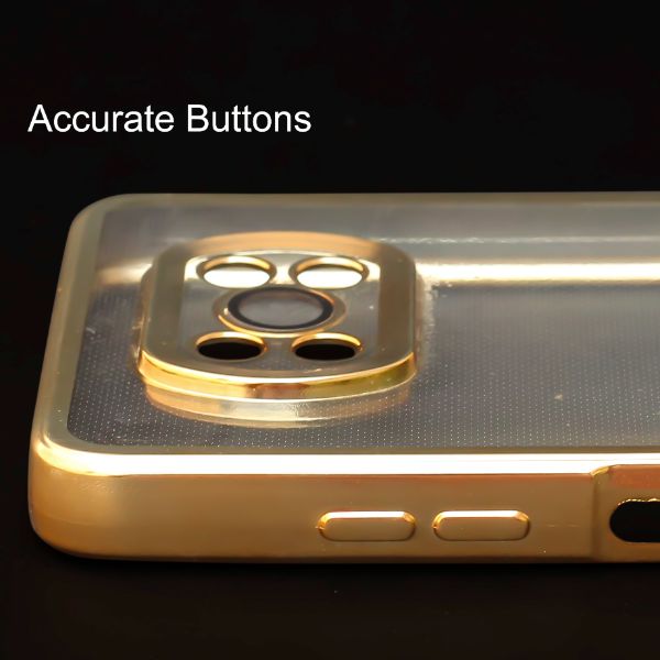 Gold 6D Chrome Logo Cut Transparent Case for Poco X3 - The Hatke