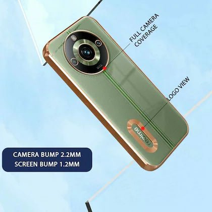 Gold 6D Chrome Logo Cut Transparent Case for Realme 11 Pro Plus - The Hatke