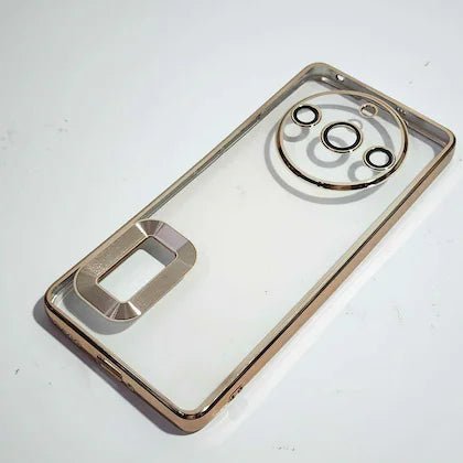 Gold 6D Chrome Logo Cut Transparent Case for Realme 11 Pro Plus - The Hatke