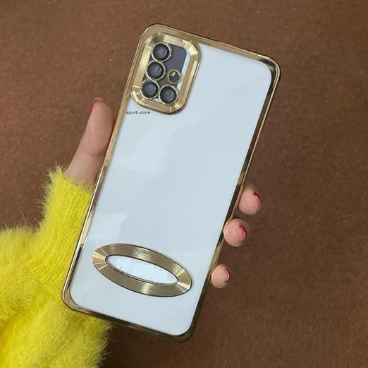 Gold 6D Chrome Logo Cut Transparent Case for Samsung A51 - The Hatke