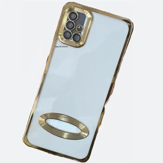 Gold 6D Chrome Logo Cut Transparent Case for Samsung A51 - The Hatke