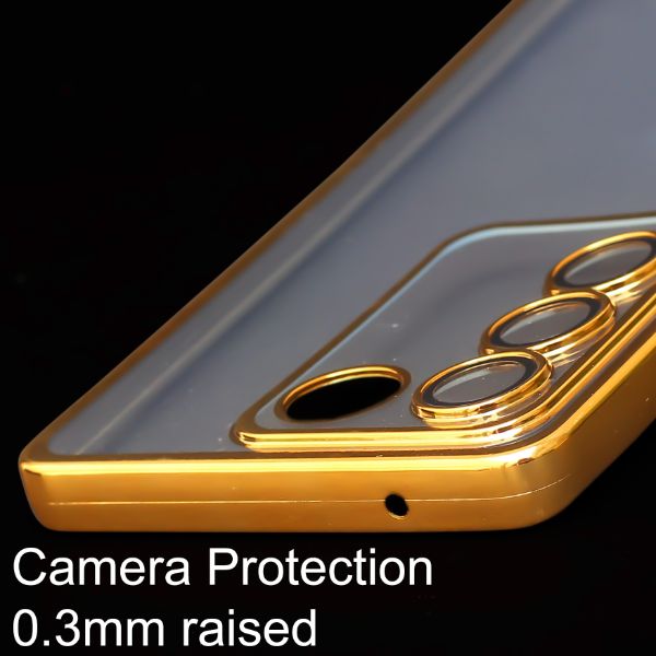 Gold 6D Chrome Logo Cut Transparent Case for Vivo V27 5G - The Hatke