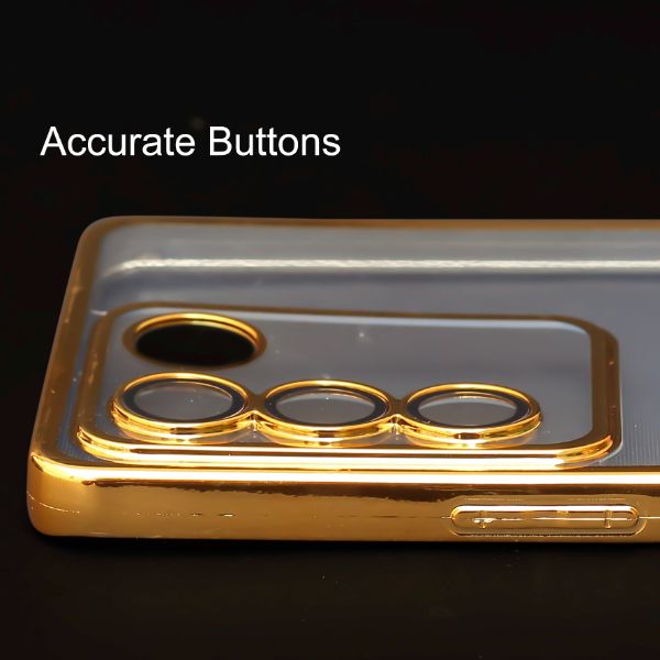 Gold 6D Chrome Logo Cut Transparent Case for Vivo V27 5G - The Hatke