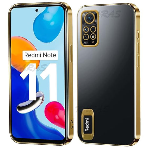 Gold 6D Chrome Logo Cut Transparent Case for Redmi Note 11