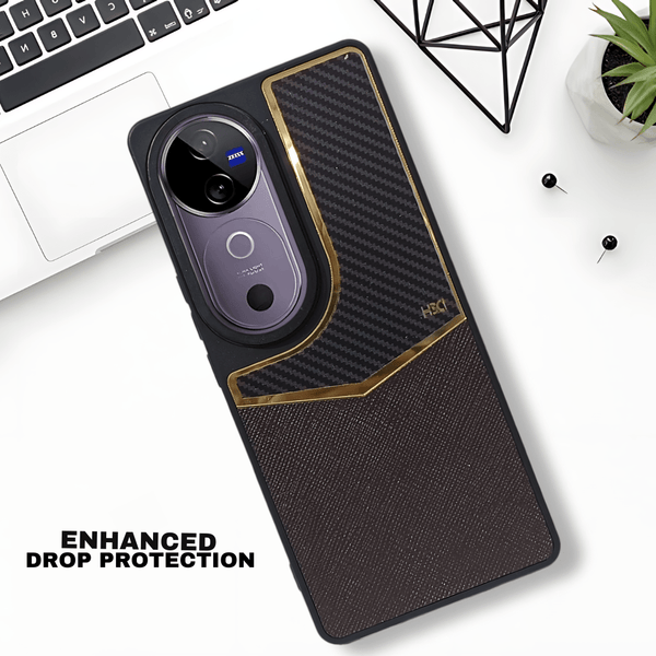 GoldAura Dark Brown Case for Vivo V40 Pro - The Hatke