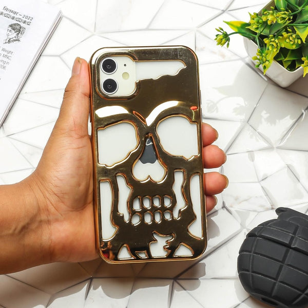 Golden Hollow Skull Design Silicone case for Apple iphone 11 - The Hatke