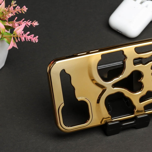 Golden Hollow Skull Design Silicone case for Apple iphone 12 - The Hatke