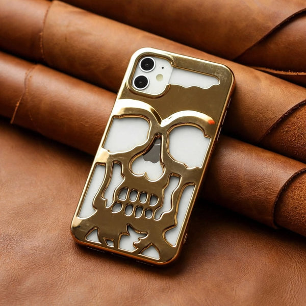 Golden Hollow Skull Design Silicone case for Apple iphone 12 - The Hatke