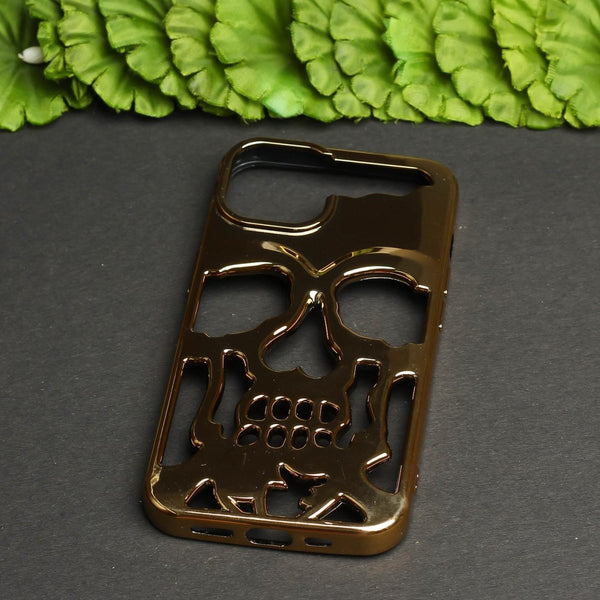 Golden Hollow Skull Design Silicone case for Apple iphone 14 Plus - The Hatke
