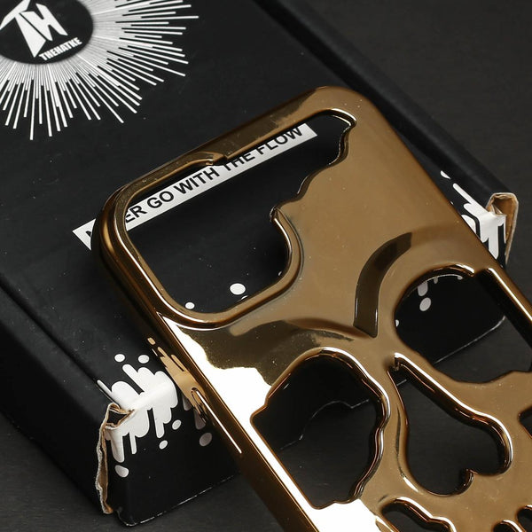 Golden Hollow Skull Design Silicone case for Apple iphone 14 Plus - The Hatke