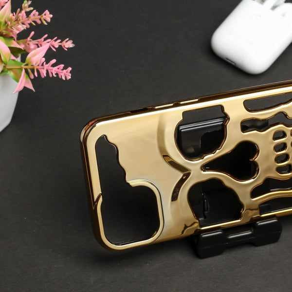 Golden Hollow Skull Design Silicone case for Apple iphone 14 Plus - The Hatke
