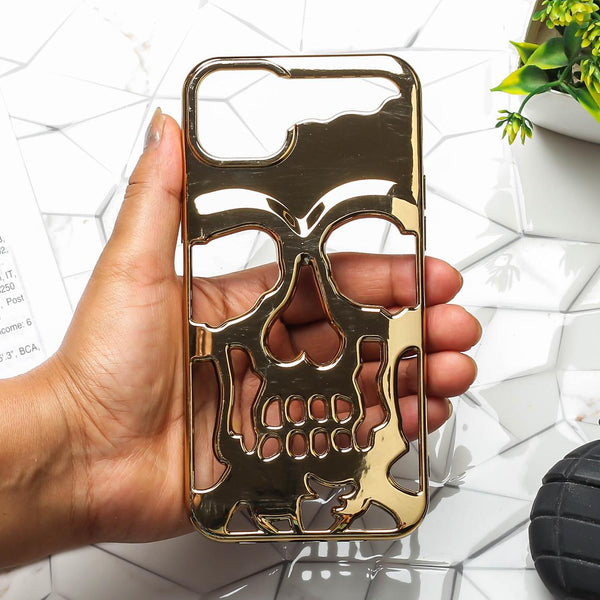 Golden Hollow Skull Design Silicone case for Apple iphone 14 Pro - The Hatke