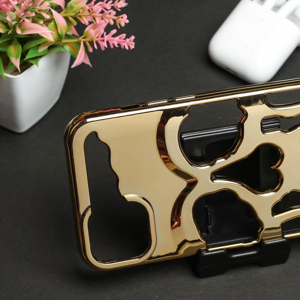 Golden Hollow Skull Design Silicone case for Apple iphone 14 Pro - The Hatke
