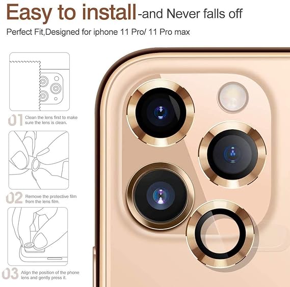 Golden Metallic camera ring lens guard for Apple iphone 11 Pro - The Hatke