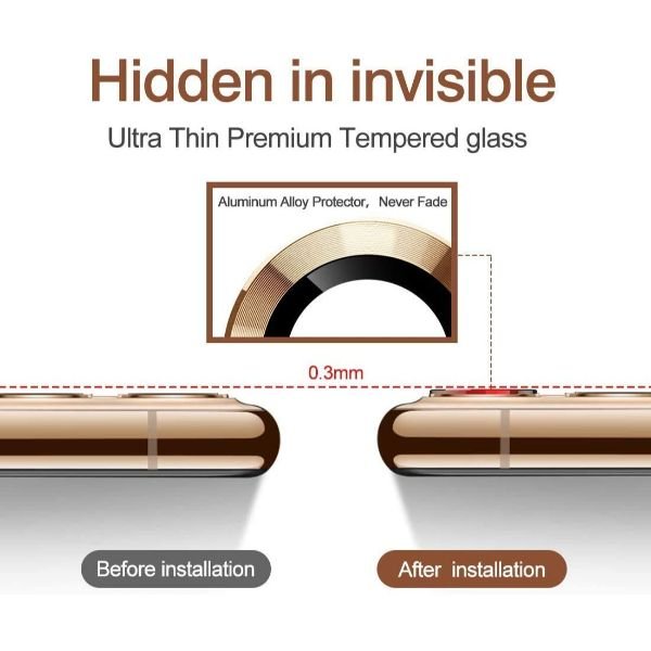 Golden Metallic camera ring lens guard for Apple iphone 15 - The Hatke