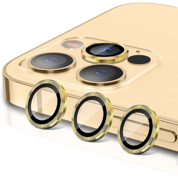Golden Metallic camera ring lens guard for Apple iphone 15 Pro - The Hatke