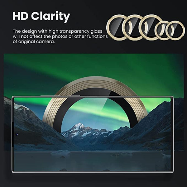 Golden Metallic camera ring lens guard for Samsung S23 Plus - The Hatke