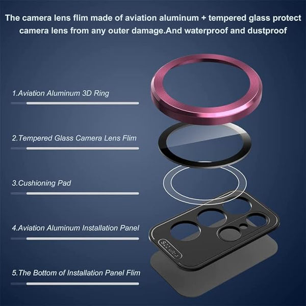 Golden Metallic camera ring lens guard for Samsung S24 - The Hatke