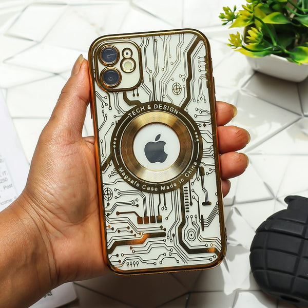 Golden Watch Machine Logo Cut Transparent Case for Apple Iphone 12 - The Hatke