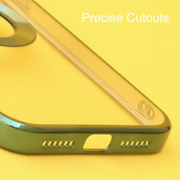 Green 6D Chrome Logo Cut Transparent Case for Apple iphone 12 - The Hatke