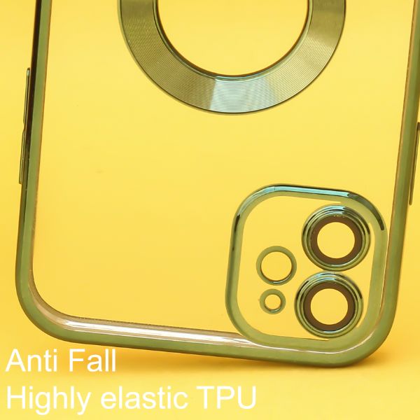 Green 6D Chrome Logo Cut Transparent Case for Apple iphone 12 - The Hatke