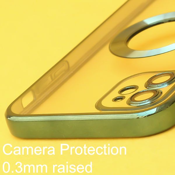 Green 6D Chrome Logo Cut Transparent Case for Apple iphone 12 - The Hatke