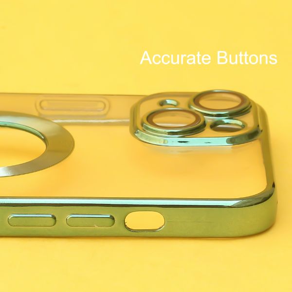 Green 6D Chrome Logo Cut Transparent Case for Apple iphone 14 Plus - The Hatke