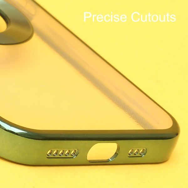 Green 6D Chrome Logo Cut Transparent Case for Apple iphone 15 Pro - The Hatke