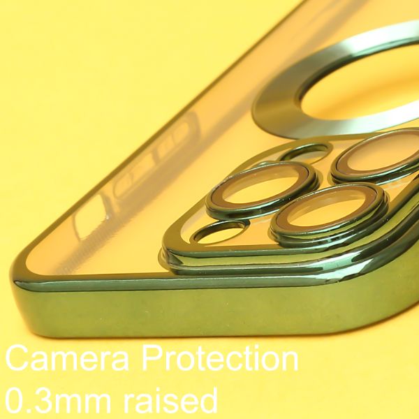 Green 6D Chrome Logo Cut Transparent Case for Apple iphone 15 Pro - The Hatke